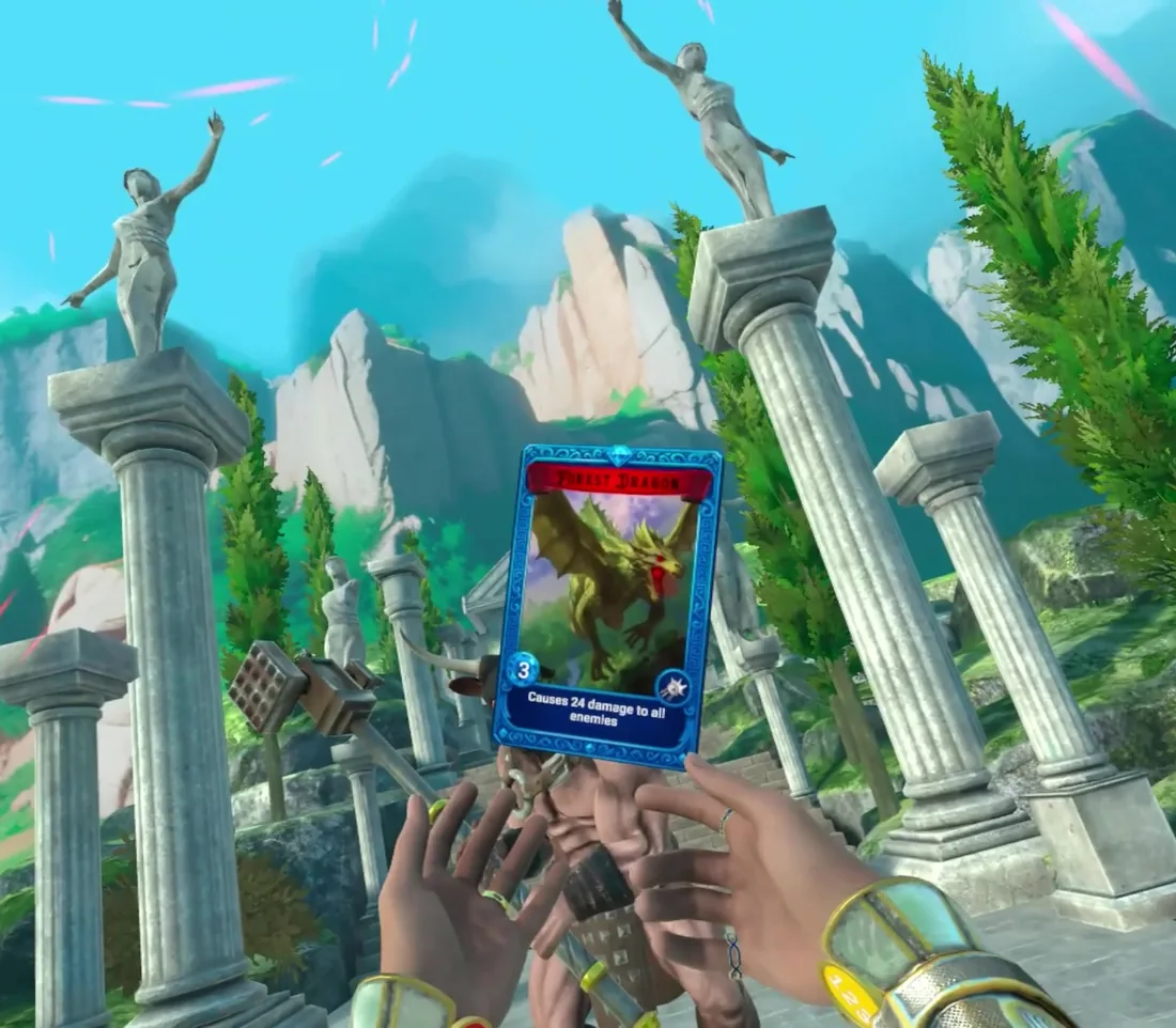 Holding a card among the ruins of Act I