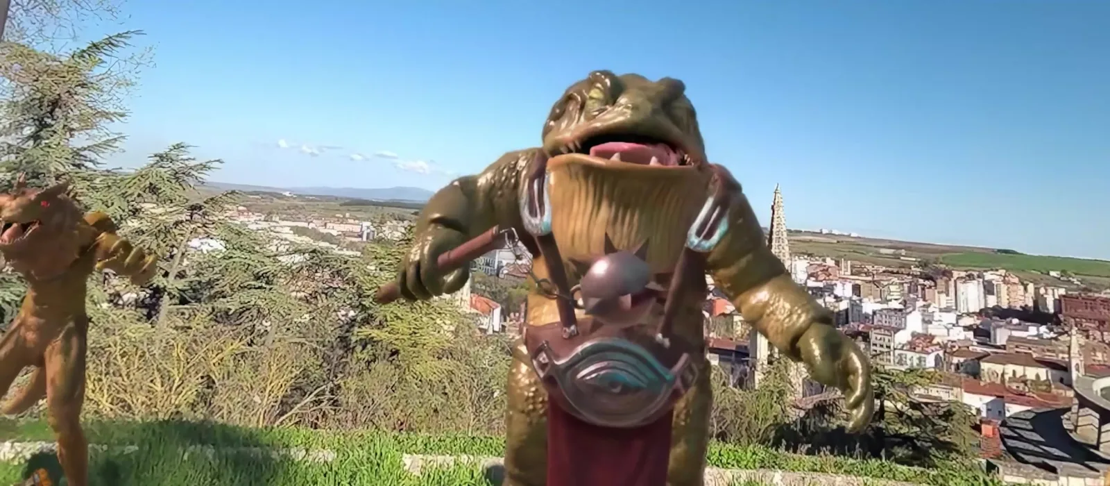 Creatures of the Underworld in mixed reality, above a real city