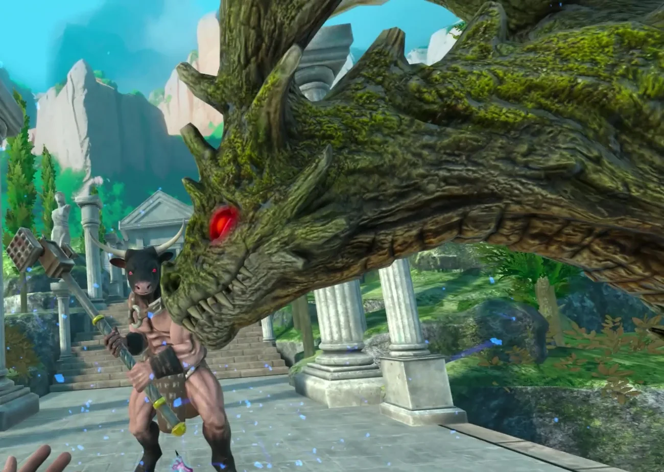A summoned dragon rises next to an enemy